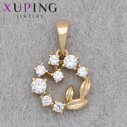 Кулон женский Xuping Jewelry медицинское золото 18К веточка с белыми камушками размер изделия 11х11 мм, фото 1