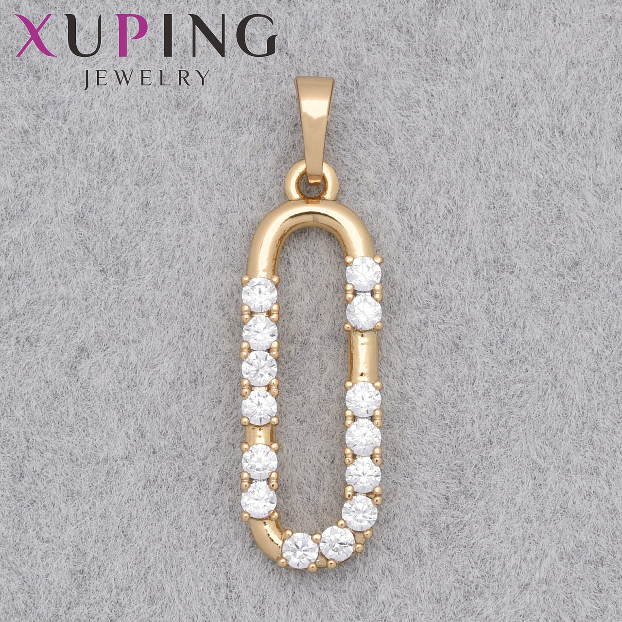Кулон женский Xuping Jewelry медицинское золото 18К овальный с белыми кристаллами размер изделия 25х8 мм