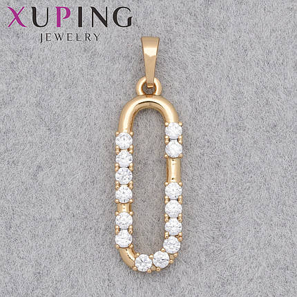 Кулон женский Xuping Jewelry медицинское золото 18К овальный с белыми кристаллами размер изделия 25х8 мм, фото 1