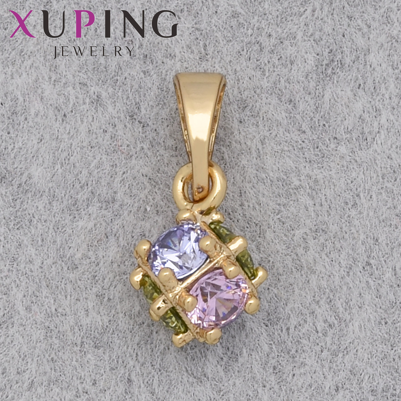 Кулон женский Xuping Jewelry медицинское золото 18К с разноцветными кристаллами размер изделия 8х8 мм