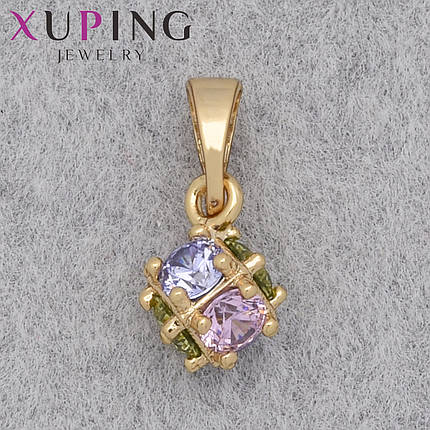 Кулон женский Xuping Jewelry медицинское золото 18К с разноцветными кристаллами размер изделия 8х8 мм, фото 1
