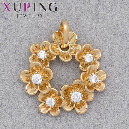Кулон женский Xuping Jewelry медицинское золото 18К цветочки с белыми камушками размер изделия 22х22 мм, фото 1