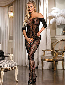 Бодістокінг з абстрактним візерунком та відкритим доступом Star Night чорний, XS-M