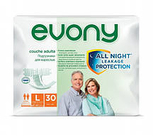 Підгузники дорослі Evony 3 Large 9 крапель (100-150см) 30шт (8690536804085)