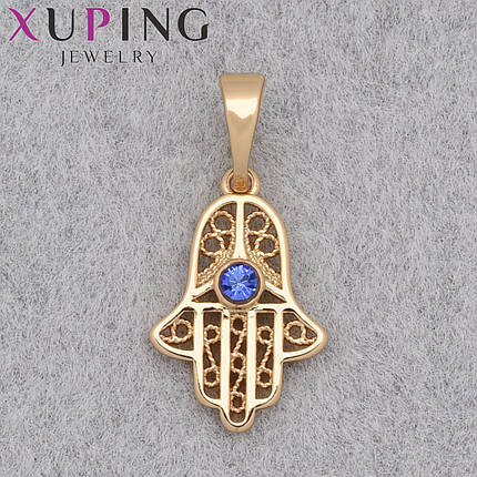Кулон женский Xuping Jewelry медицинское золото 18К ладошка с голубым кристаллом размер изделия 15х10 мм, фото 1
