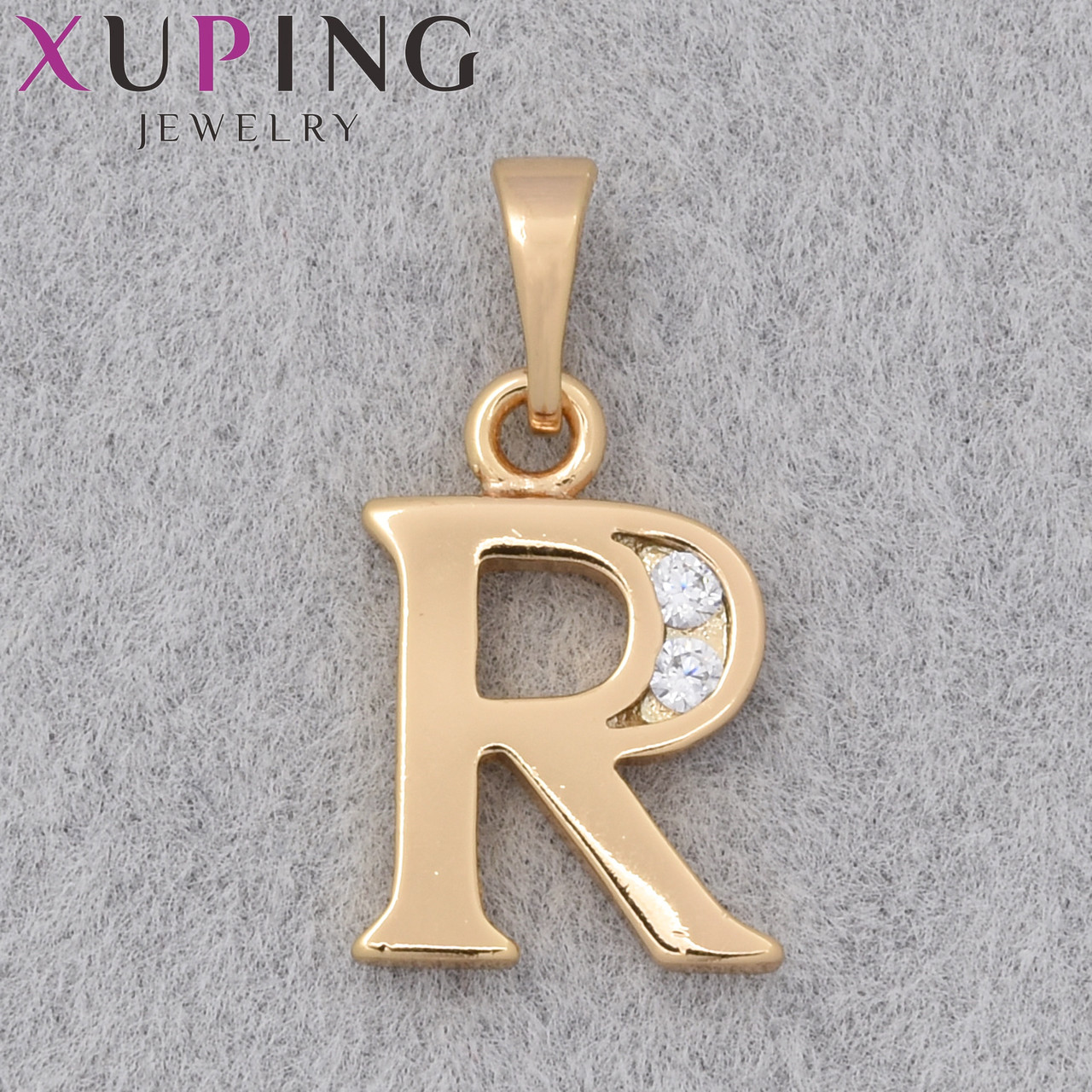Кулон женский Xuping Jewelry медицинское золото 18К буква с белыми камушками размер изделия 15х10 мм