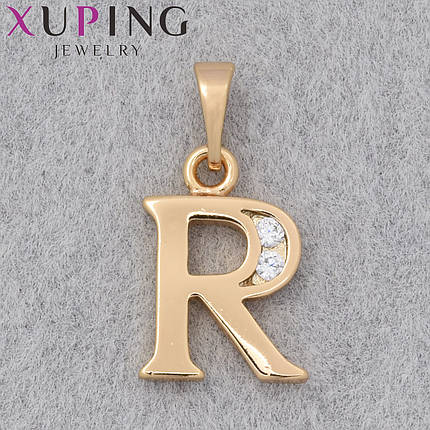 Кулон женский Xuping Jewelry медицинское золото 18К буква с белыми камушками размер изделия 15х10 мм, фото 1