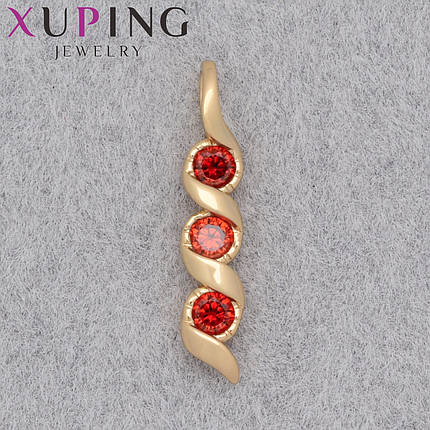 Кулон женский Xuping Jewelry медицинское золото 18К трубочка с красными кристаллами размер изделия 23х5 мм, фото 1