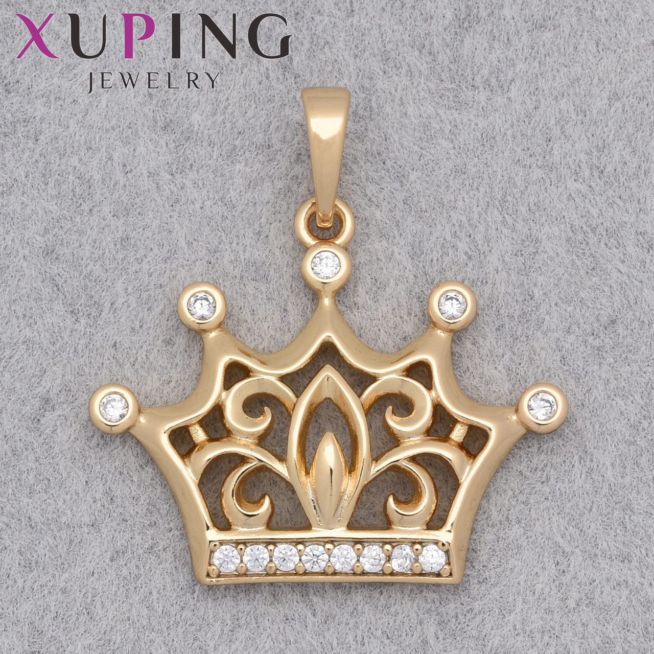 Кулон женский Xuping Jewelry медицинское золото 18К корона с узорами и белыми камнями размер изделия 20х25 мм