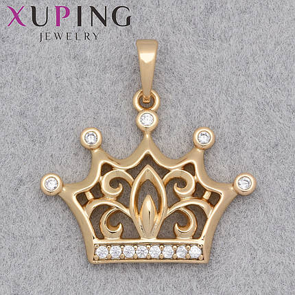 Кулон женский Xuping Jewelry медицинское золото 18К корона с узорами и белыми камнями размер изделия 20х25 мм, фото 1