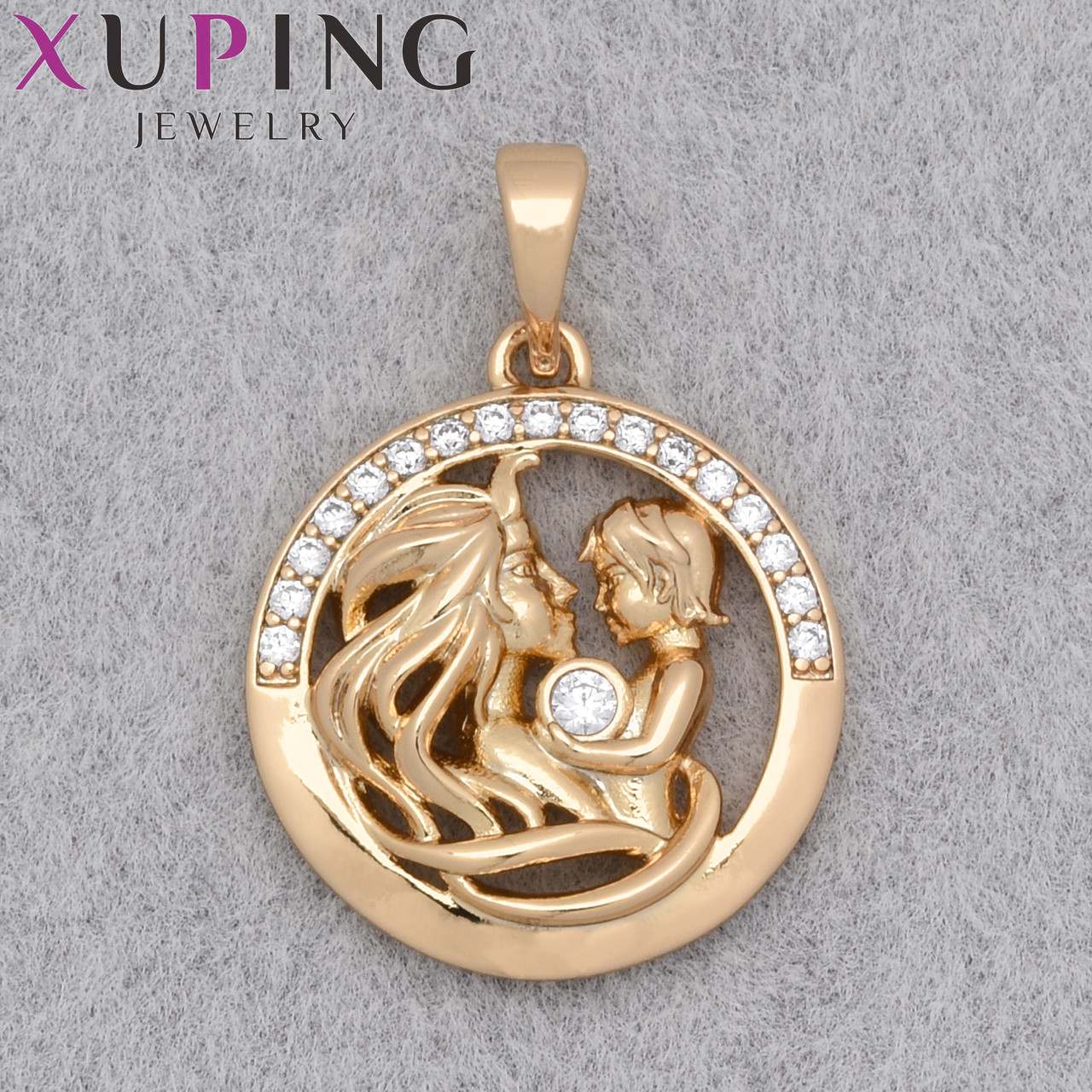 Кулон женский Xuping Jewelry медицинское золото 18К мама и ребёнок с белыми стразами размер изделия 17х17 мм