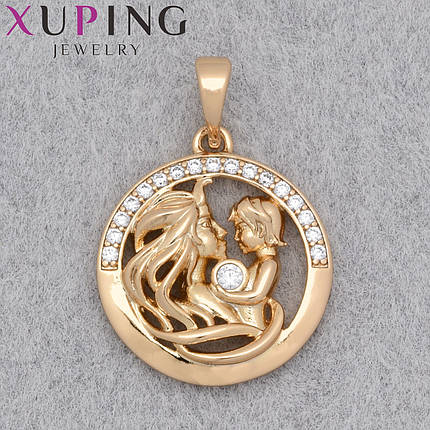 Кулон женский Xuping Jewelry медицинское золото 18К мама и ребёнок с белыми стразами размер изделия 17х17 мм, фото 1
