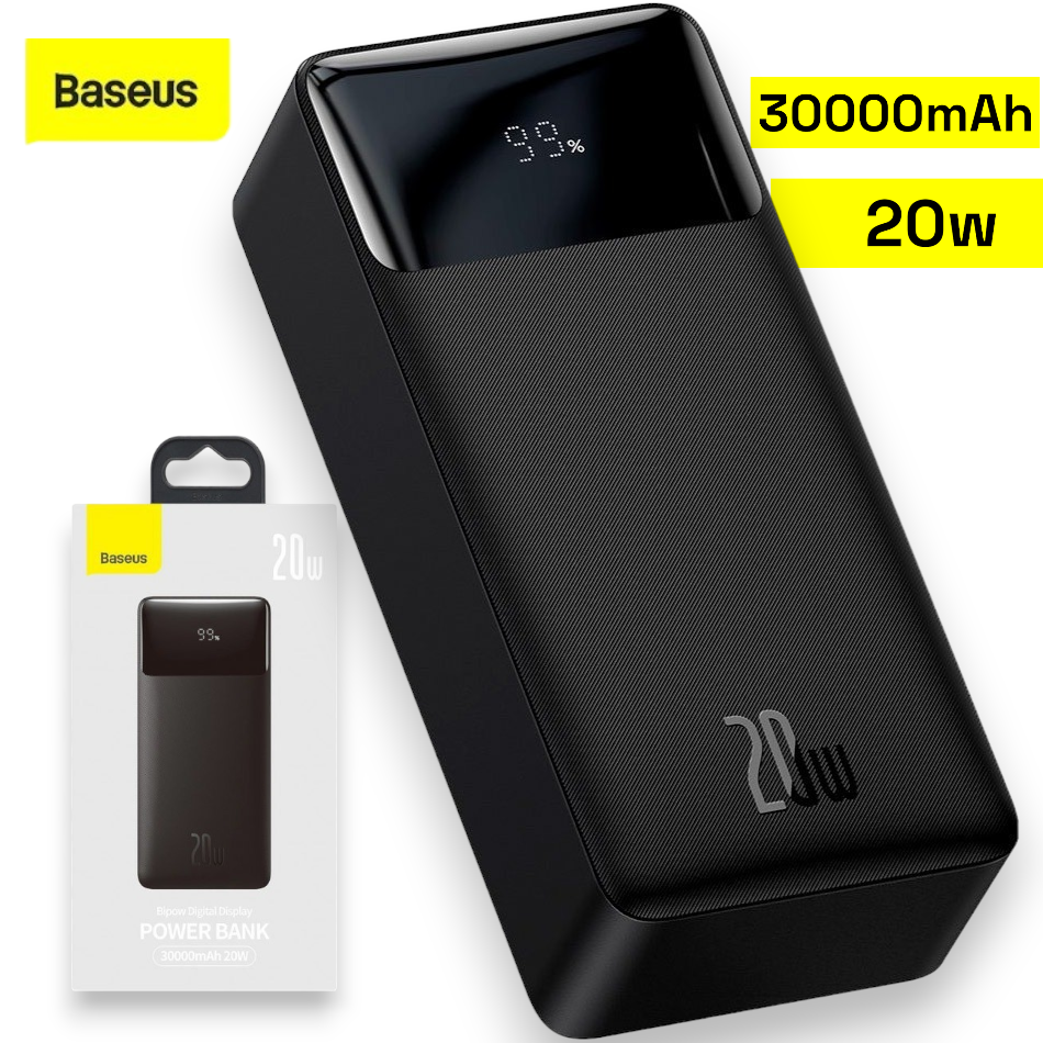 Універсальна мобільна батарея Baseus Bipow 30000mAh 20W (PPDML-N01) Потужний Power Bank, Павер Банк, Повербанк