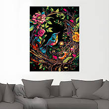Картини за номерами 40*50 "Колібрі серед квіткової краси" NoAH1120, чорне полотно, Strateg