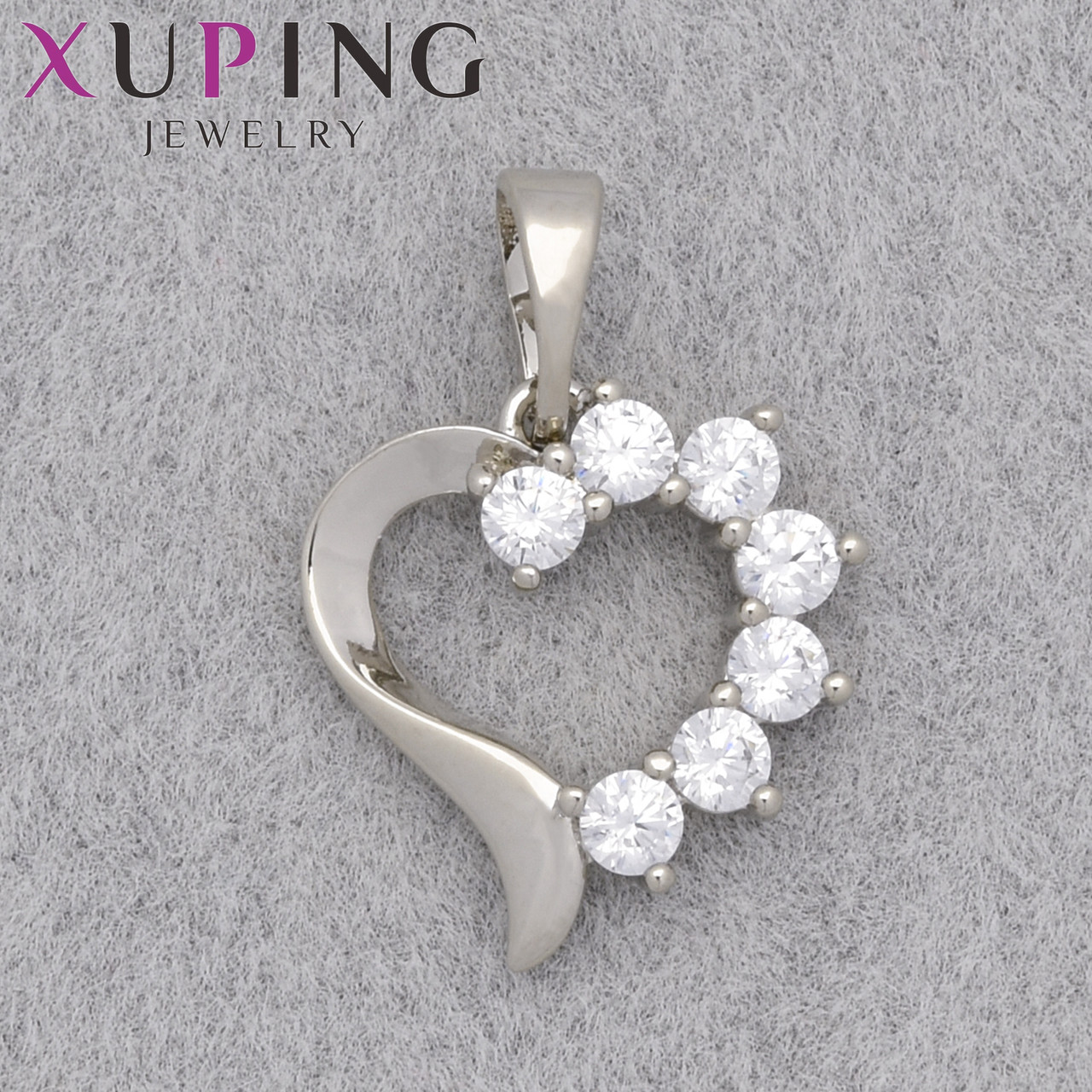 Кулон женский Xuping Jewelry медицинское золото сердечко с белыми кристаллами размер изделия 15х15 мм