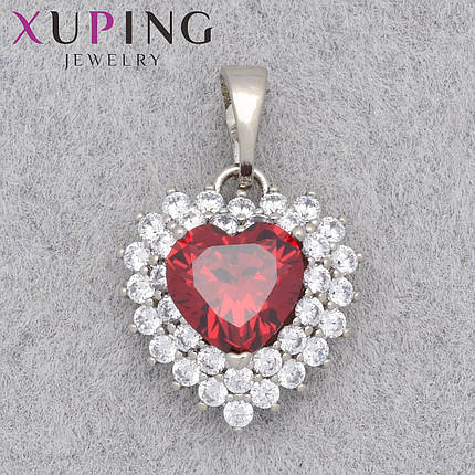 Кулон женский Xuping Jewelry медицинское золото сердечко с красным кристаллом размер изделия 15х13 мм, фото 1