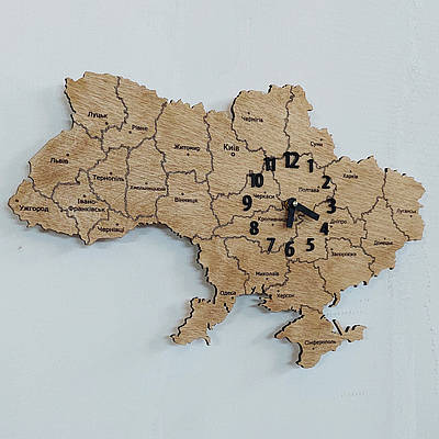 Карта України з годинником. 50х33 см