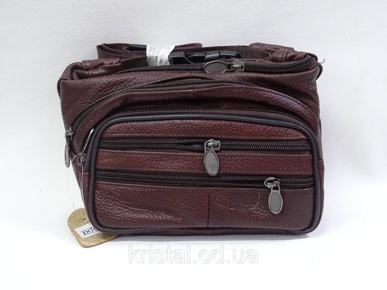 Чоловіча сумка-бананка на пояс з пресованої шкіри 22*15 см. серії "Goldbe" №13969, фото 1