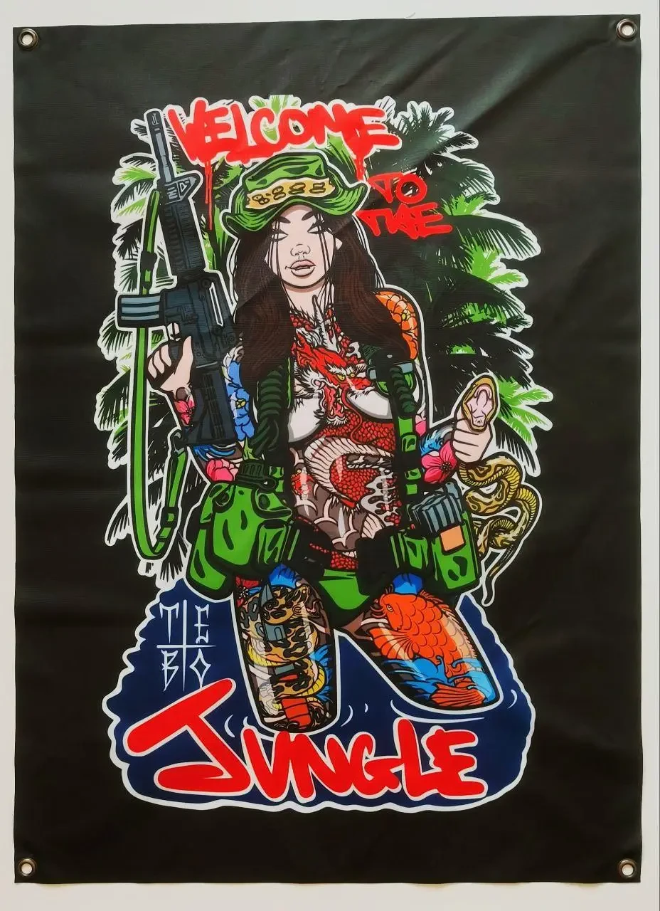 Прапор Ласкаво просимо до джунглів 700х1000 мм на люверсах