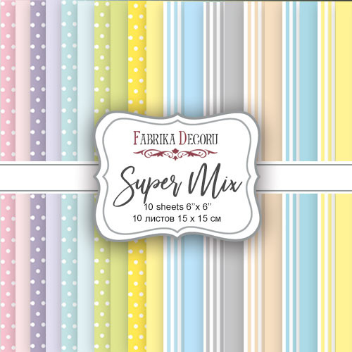 Набір двостороннього паперу 15*15см Fabrika Decoru "Super Mix" 16 аркушів FDSP-03012