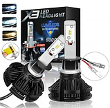 Автомобільні LED лампи H3 6500K 50W X3 ЛЕД автолампи з активним охолодженням і ip67, фото 7