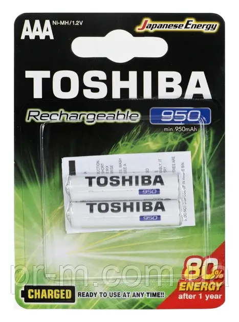 Батарейка акумулятор TOSHIBA HR3/ААА 950 mAh (ціна за 2шт/бл)