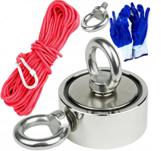 Пошуковий магніт до 240 кг - неодимовий магніт з бічною та верхньою петлею Kraft&Dele KD10416, фото 1