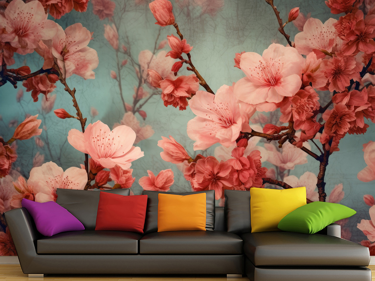 Самоклеюча плівка Oracal з малюнком "Ніжні квіти сакури", стильні фотошпалери для дому, фото 1