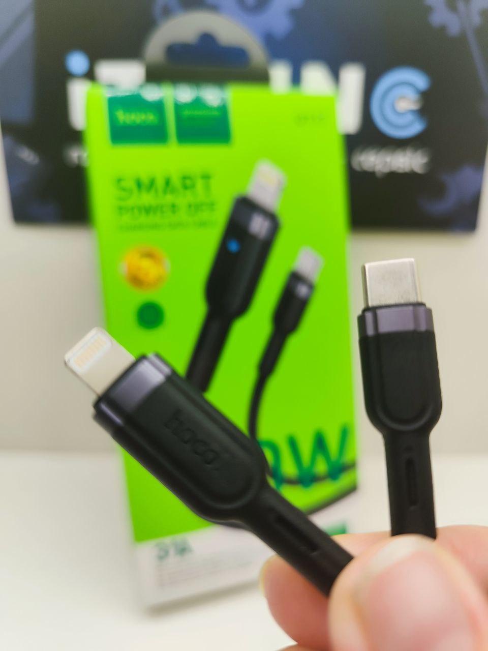 Кабель Type-C to Lightning Hoco U117 Grand 20W 1.2m Швидка зарядка (Чорний)