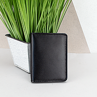 Обкладинка на ID паспорт, права шкіряна на кнопці чорна Handycover 0037
