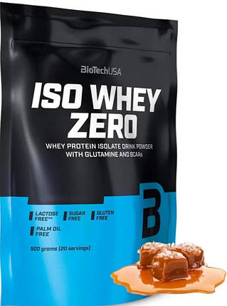 Ізолят сивороткового протеїну BioTech Iso Whey Zero lactose free 500 г солона карамель, фото 1