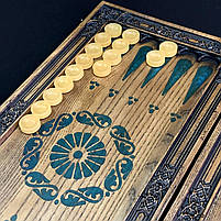 Нарди дерев'яні зі синьої епоксидної смоли 48×24 см подарункові, фото 8