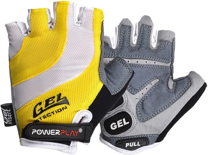 Велорукавички PowerPlay 5034 B Біло-жовті L, фото 1