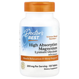 Хелатний магній High Absorption Magnesium Doctor's Best, 200 мг 120 таблеток