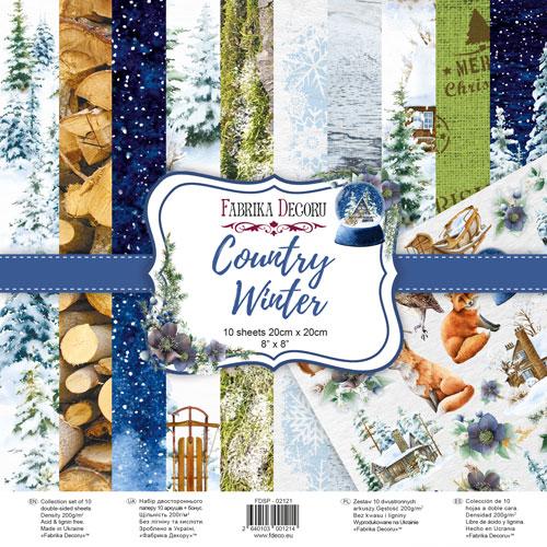 Набір двостороннього паперу 20х20см Fabrika Decoru "Country winter" 10 листів FDSP-02121