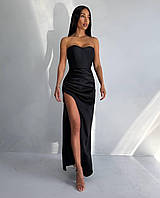 Потрясающая сатиновая юбка миди с высоким разрезом на ноге