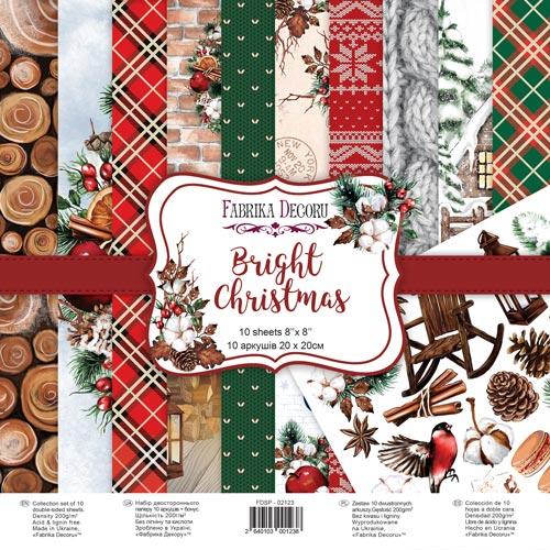 Набір двостороннього паперу 20х20см Fabrika Decoru "Bright christmas" 10 листів FDSP-02123