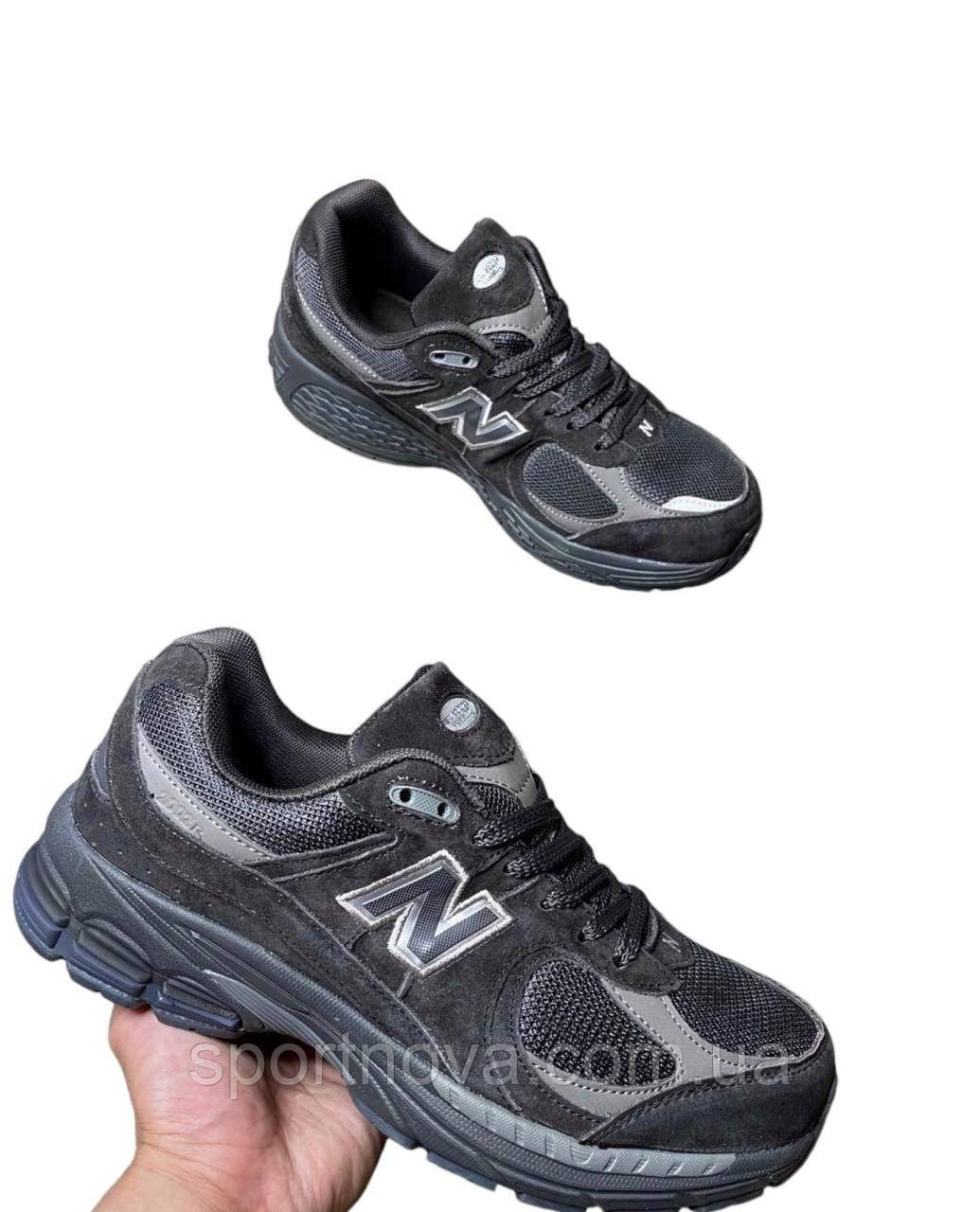 Чоловічі кросівки демісезонні New Balance 2002R замша/сітка чорні 41-46