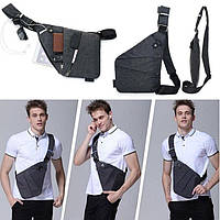 Сумки слінг чоловічі крос боді Cross, Чоловіча міська сумка крос-боді, Сумка чоловіча чорна через плече SI-71