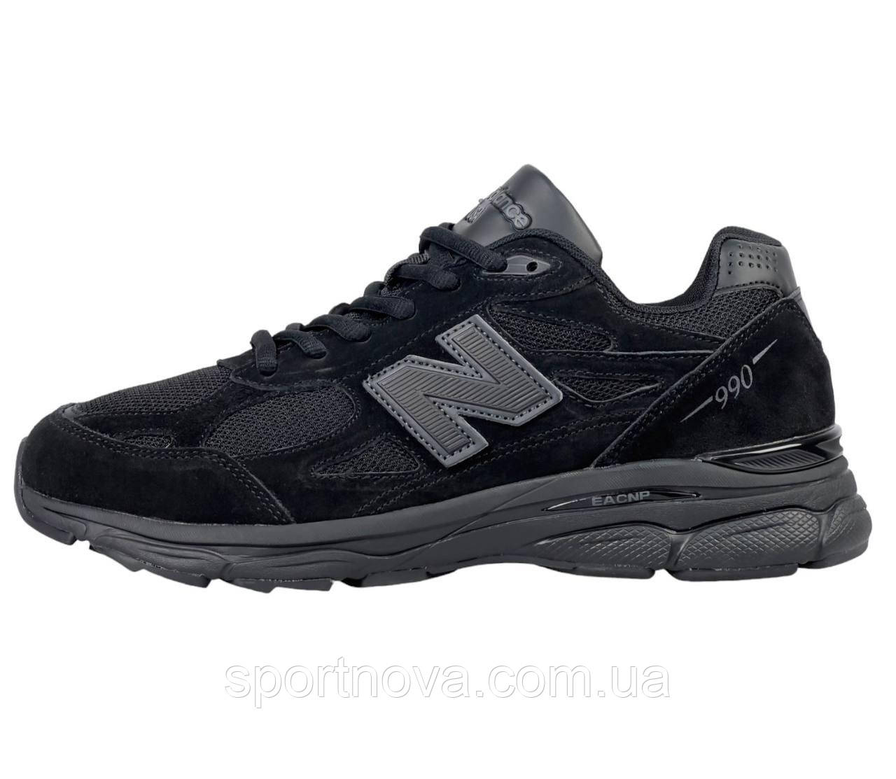 Чоловічі кросівки демісезонні New Balance 990 замшеві чорні 41,42, фото 1