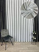 Тюль лляний однотонний з обтяжувачем. Колір: Білий