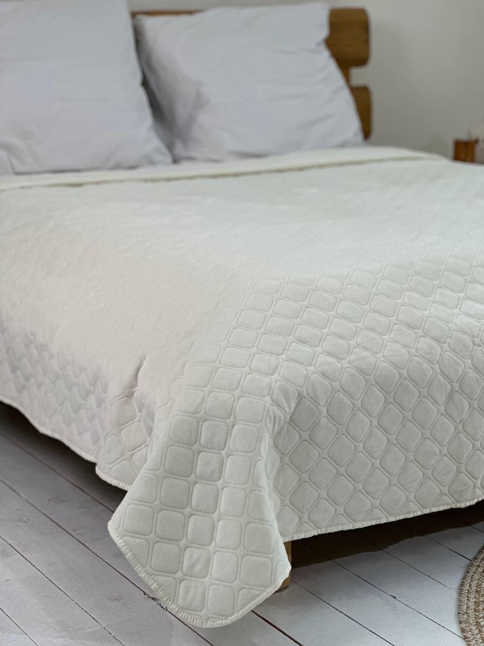 Плед покривало Velour, люкс якості, колір молочний (Розміри і кольори в асортименті)