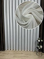 Однотонний тюль ялинка на бамбуковій основі. Колір: молочний