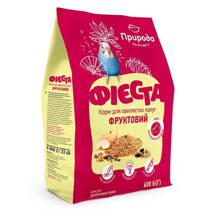 Корм для хвилястих папуг Природа Фієста «Фруктовий» 600 г, фото 1