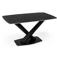 Сучасний обідній кухонний керамічний стіл 140х80 см чорний для кухні їдальні прямокутний Бінго