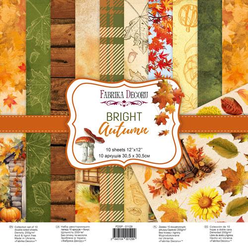 Набір двостороннього паперу 30.5х30.5см Fabrika Decoru "Bright autumn" 11 листів FDSP-01129