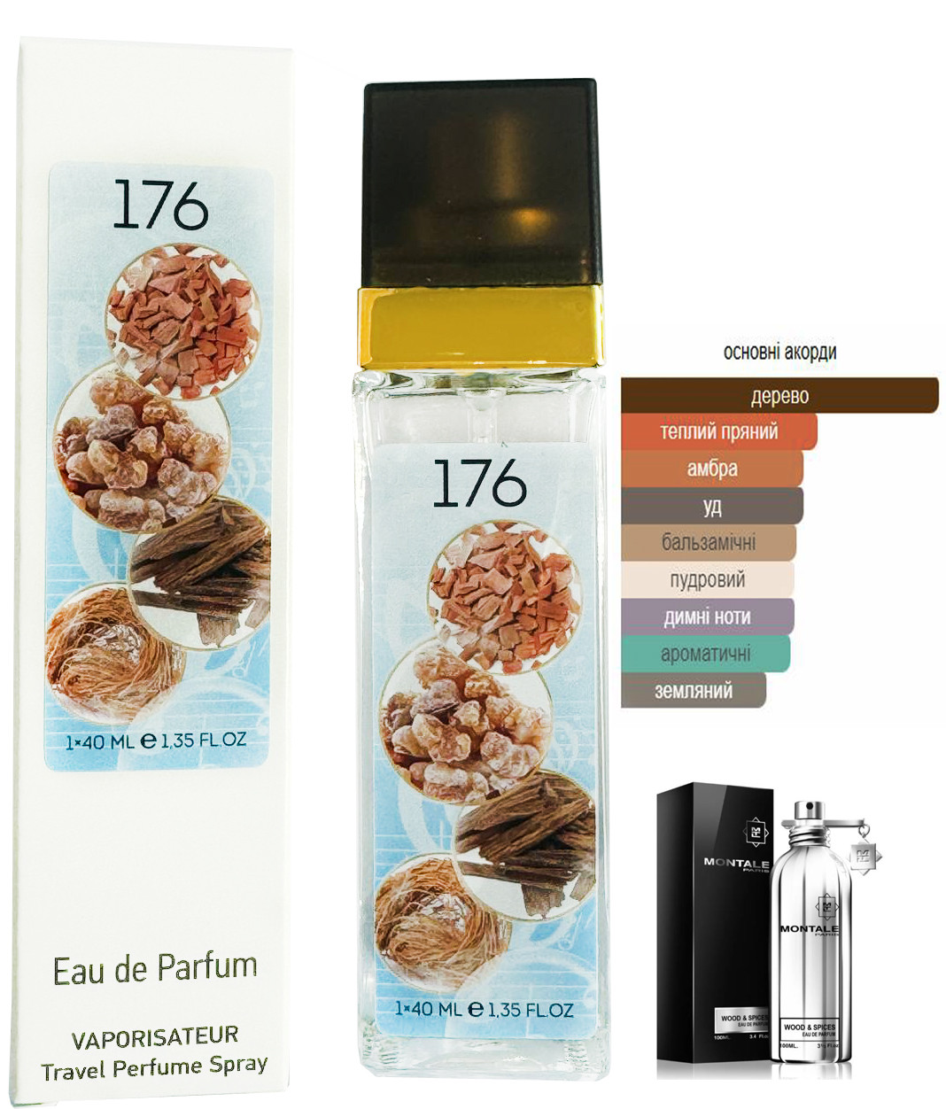 Парфум № 176 за мотивами Montale Wood and Spices (Монталь Вуд энд Спейс)40 мл ОПТ