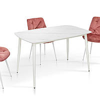 Сучасний стильний обідній кухонний стіл 120х80 см кераміка білий для кухні їдальні прямокутний Кіпарис