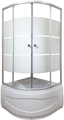 Душова кабіна на глибокому піддоні 90х90х195 скло с візерунком "смуги", фото 1