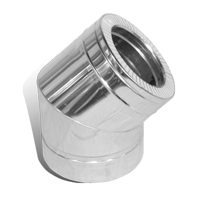 Коліно 45° На Димохід Versia-Lux 150/220 мм нерж/нерж 1 мм двостінне